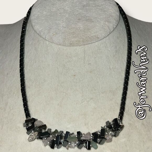 Bundle Sale 3 for $15 | Hematite Chip and Quartz Necklace – 16” with Barrel Clas - Picture 3 of 7